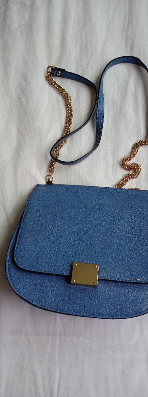Blue Leather Crossbody Bag with Gold Chain Strap From Nieman Marcus